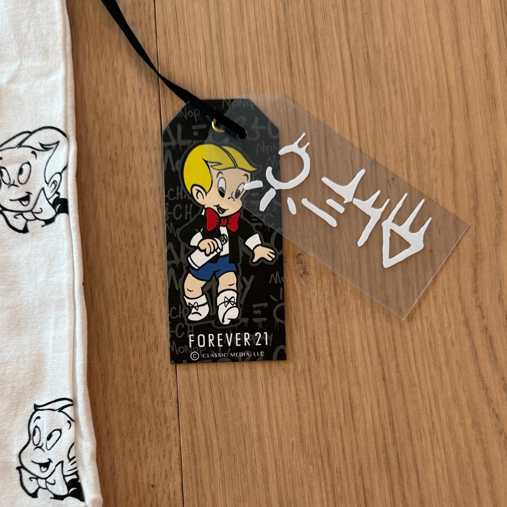 Forever 21 x Alec Monopoly White Richie Rich Cartoon Logo Pocket Tee XL  NWT - Picture 2 of 10